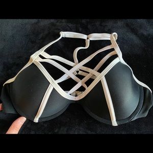 black and white bikini top